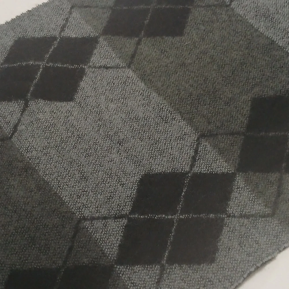 Cashmyarn by Berkshire, Black and Gray Argyle Scarf, 62